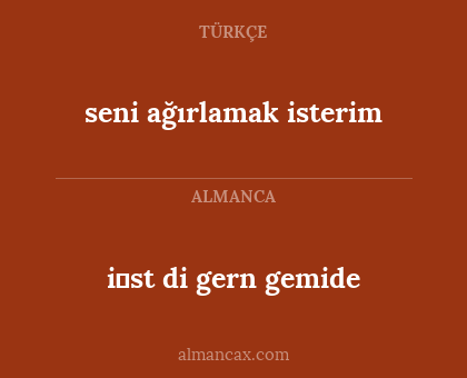 i̇st di gern gemide - seni ağırlamak isterim