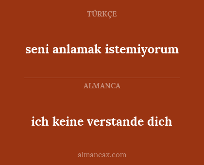 seni anlamak istemiyorum - ich  keine verstande dich