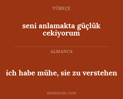 ich habe mühe, sie zu verstehen - seni anlamakta güçlük cekiyorum