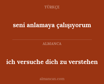 ich versuche dich zu verstehen - seni anlamaya çalışıyorum