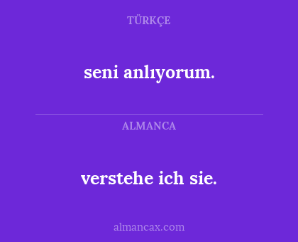 seni anlıyorum. - verstehe ich sie.