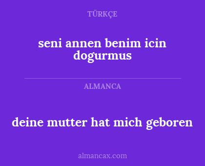 deine mutter hat mich geboren - seni annen benim icin dogurmus