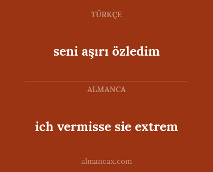 seni aşırı özledim - ich vermisse sie extrem
