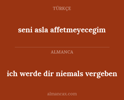 ich werde dir niemals vergeben - seni asla affetmeyecegim