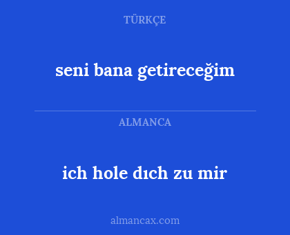 seni bana getireceğim - ich hole dıch zu mir