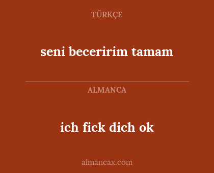 ich fick dich ok - seni beceririm tamam