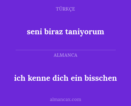 ich kenne dich ein bisschen - seni biraz taniyorum