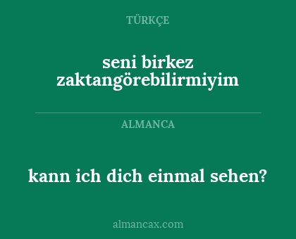 kann ich dich einmal sehen? - seni birkez zaktangörebilirmiyim