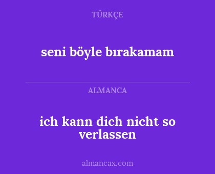 seni böyle bırakamam - ich kann dich nicht so verlassen
