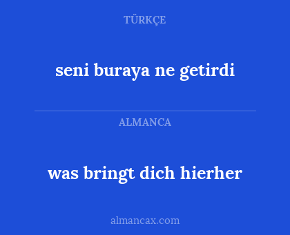 was bringt dich hierher - seni buraya ne getirdi