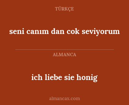 ich liebe sie honig - seni canım dan cok seviyorum