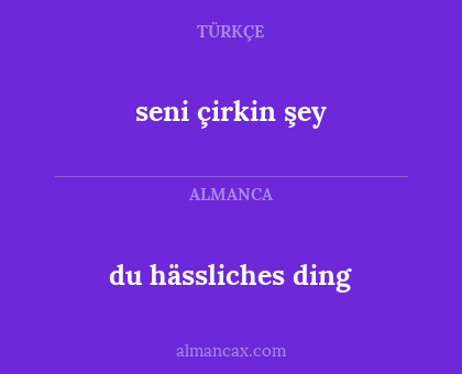 du hässliches ding - seni çirkin şey