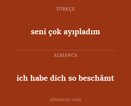 seni çok ayıpladım - ich habe dich so beschämt