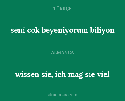 seni cok beyeniyorum biliyon - wissen sie, ich mag sie viel