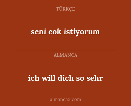 seni cok istiyorum - ich will dich so sehr