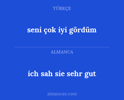 seni çok iyi gördüm - ich sah sie sehr gut