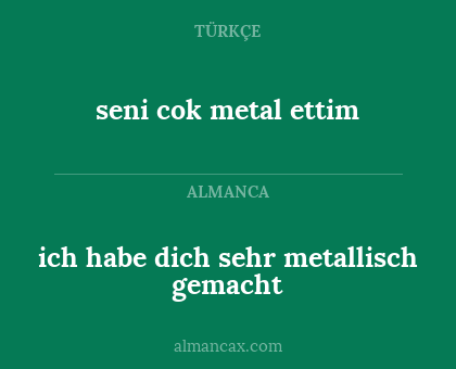 ich habe dich sehr metallisch gemacht - seni cok metal ettim