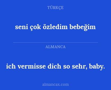 ich vermisse dich so sehr, baby. - seni çok özledim bebeğim
