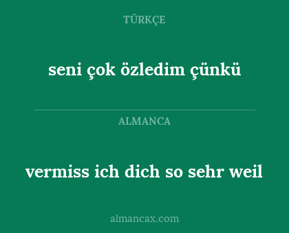 vermiss ich dich so sehr weil - seni çok özledim çünkü