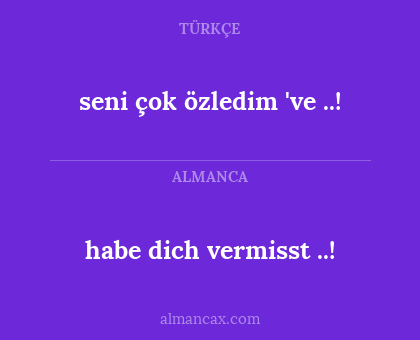 habe dich vermisst ..! - seni çok özledim 've ..!