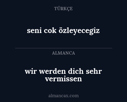 seni cok özleyecegiz - wir werden dich sehr vermissen