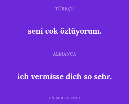 ich vermisse dich so sehr. - seni cok özlüyorum.