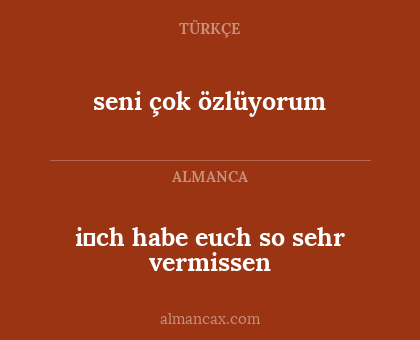 seni çok özlüyorum - i̇ch habe euch so sehr vermissen