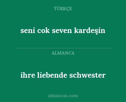ihre liebende schwester - seni cok seven kardeşin