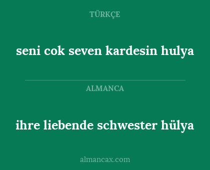 seni cok seven kardesin hulya - ihre liebende schwester hülya