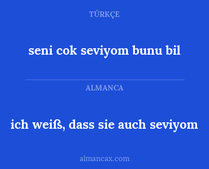 seni cok seviyom bunu bil - ich weiß, dass sie auch seviyom