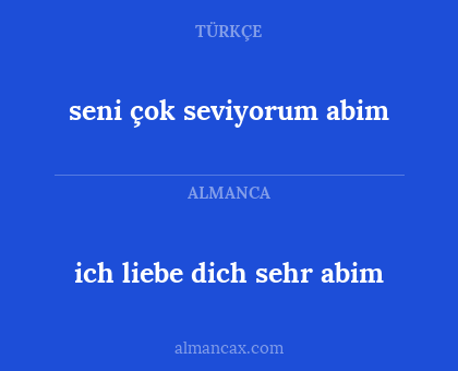ich liebe dich sehr abim - seni çok seviyorum abim