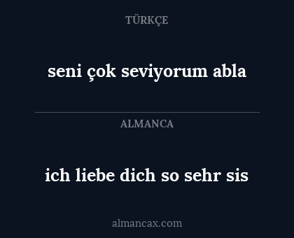 seni çok seviyorum abla - ich liebe dich so sehr sis