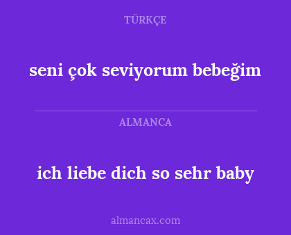 ich liebe dich so sehr baby - seni çok seviyorum bebeğim