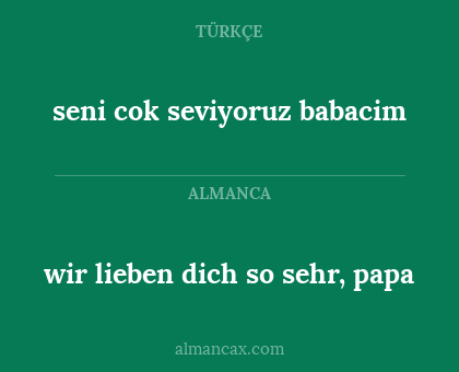 wir lieben dich so sehr, papa - seni cok seviyoruz babacim