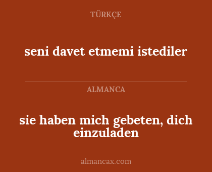 sie haben mich gebeten, dich einzuladen - seni davet etmemi istediler