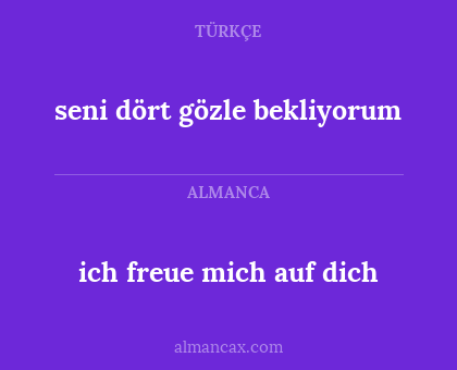 seni dört gözle bekliyorum - ich freue mich auf dich