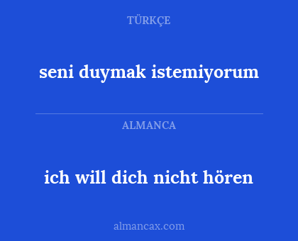 seni duymak istemiyorum - ich will dich nicht hören