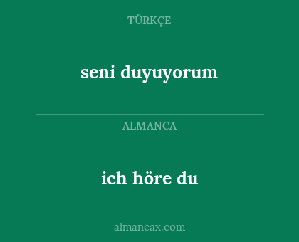 seni duyuyorum - ich höre du