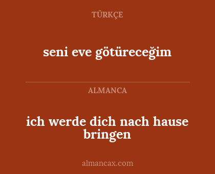 seni eve götüreceğim - ich werde dich nach hause bringen