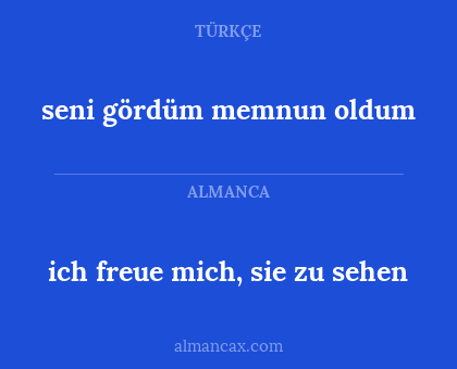 seni gördüm memnun oldum - ich freue mich, sie zu sehen