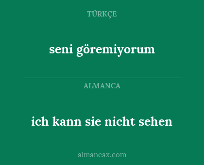 ich kann sie nicht sehen - seni göremiyorum