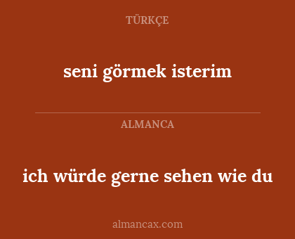 seni görmek isterim - ich würde gerne sehen wie du