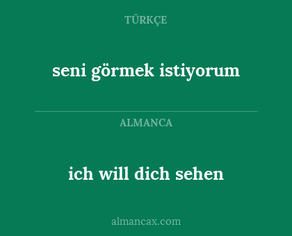 ich will dich sehen - seni görmek istiyorum