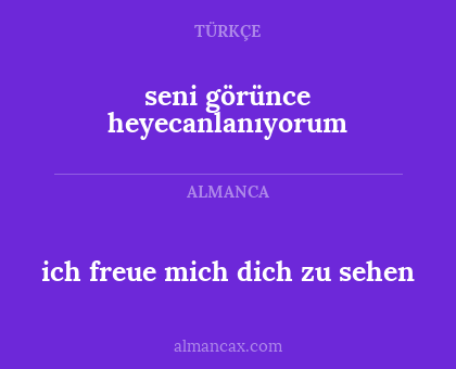 ich freue mich dich zu sehen - seni görünce heyecanlanıyorum