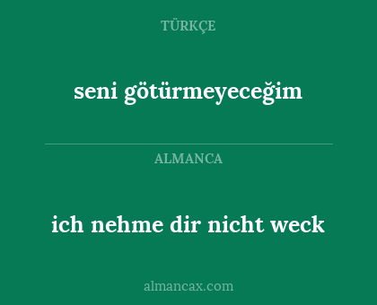 ich nehme dir nicht weck - seni götürmeyeceğim