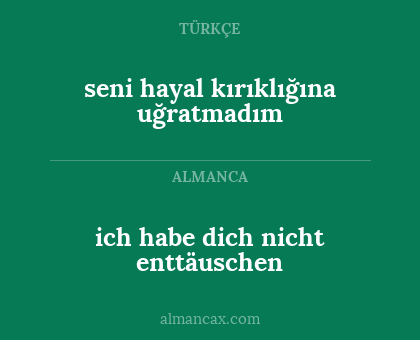 seni hayal kırıklığına uğratmadım - ich habe dich nicht enttäuschen