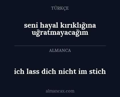 seni hayal kırıklığına uğratmayacağım - ich lass dich nicht im stich