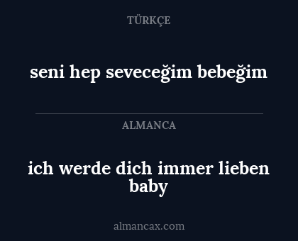 ich werde dich immer lieben baby - seni hep seveceğim bebeğim