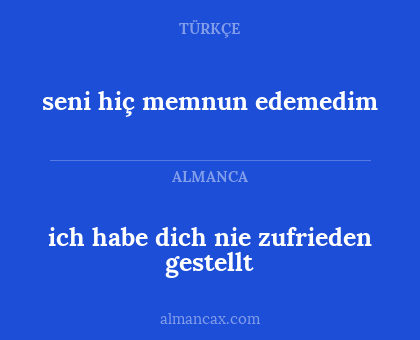 ich habe dich nie zufrieden gestellt - seni hiç memnun edemedim