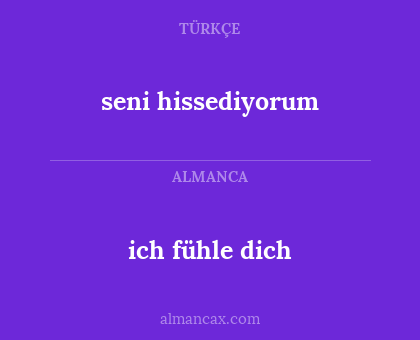 seni hissediyorum - ich fühle dich